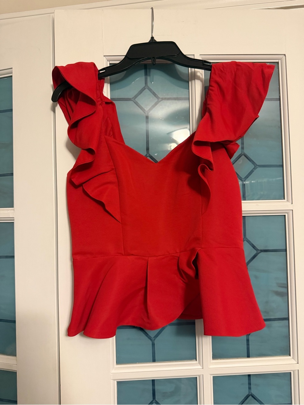 Express Red Ruffle Peplum Top